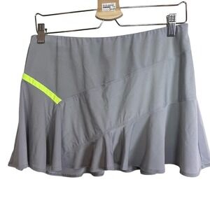 Lucky in Love Size L Mini Skort Skirt Gray Neon Yellow Accent  Flounce‎ Hem